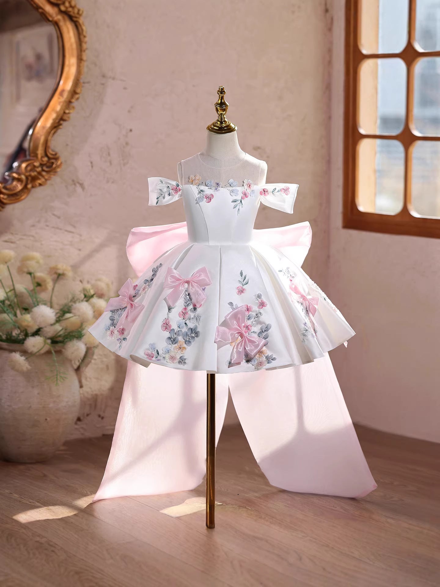 summer princess dresses Girls One-Shoulder Tulle Dress 1 Year (80cm) 50 COLOR:Lilac Denim Overall Dress for Color_Off White