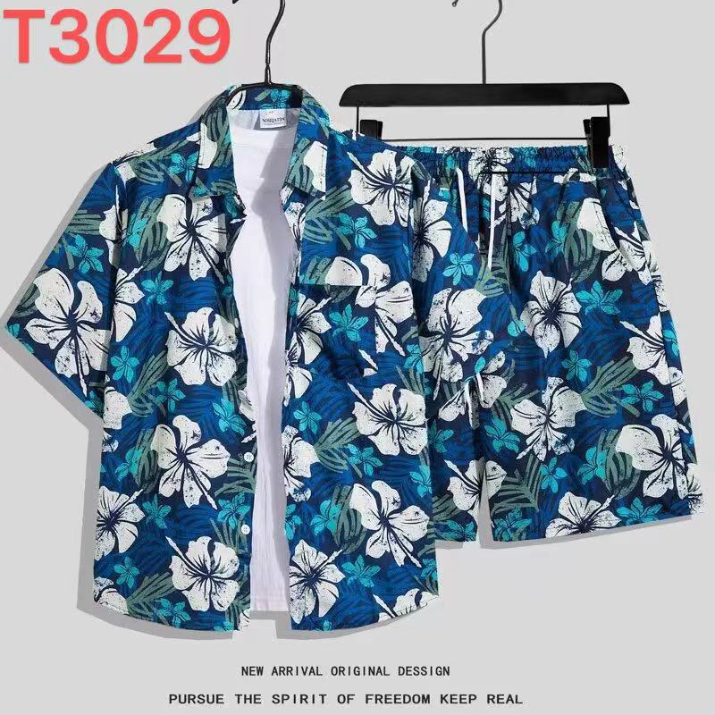 Hawaiian Flower Shirt and Shorts Set