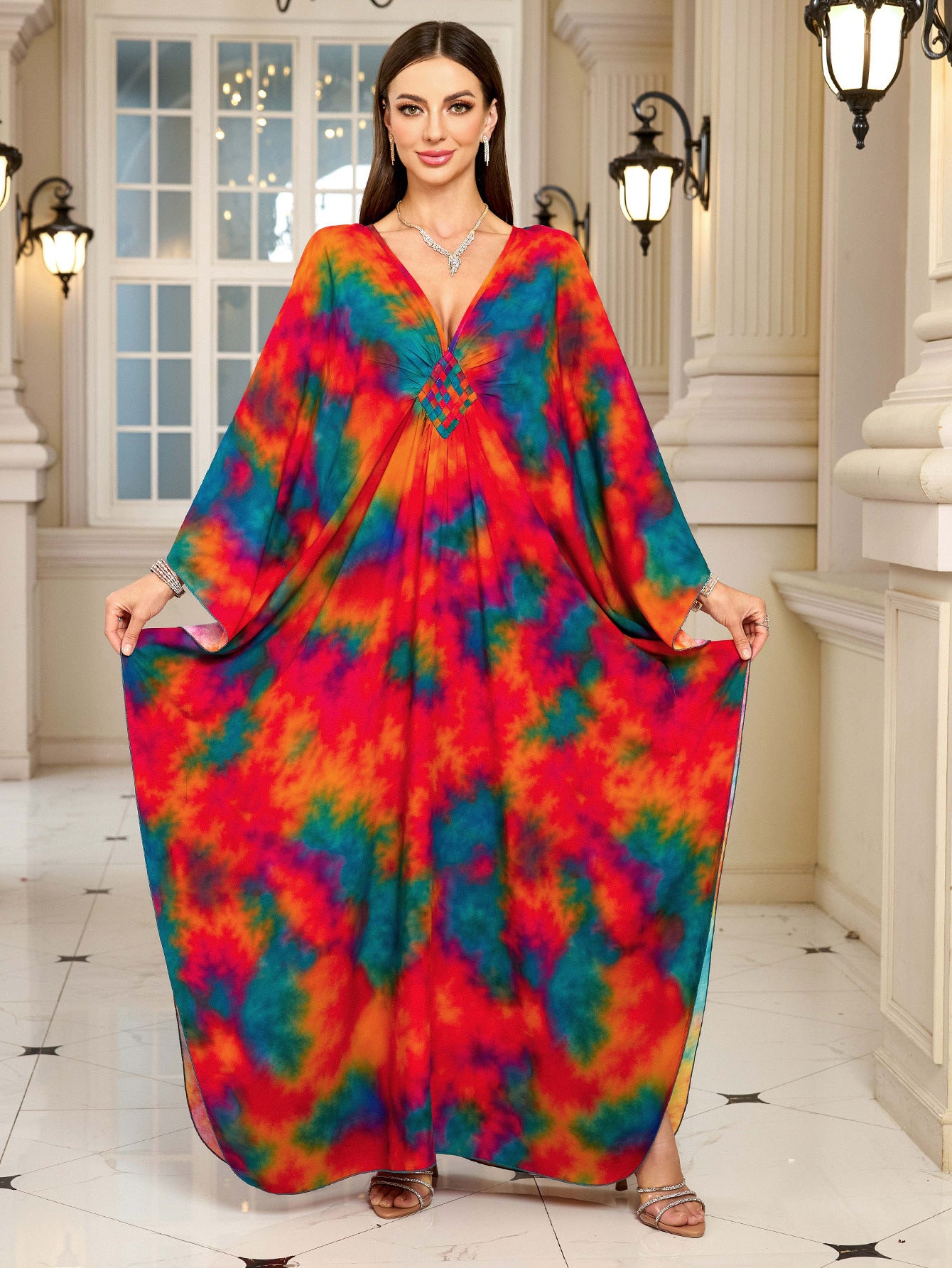 Loose Rayon Beach Cover-Up Dress | Printed Summer Holiday Wrap Dress