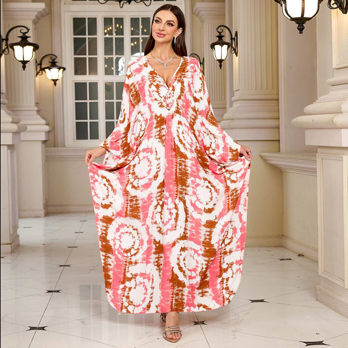 Loose Rayon Beach Cover-Up Dress | Printed Summer Holiday Wrap Dress