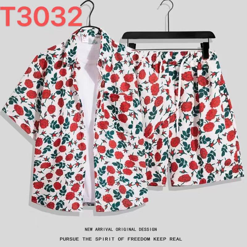 Hawaiian Flower Shirt and Shorts Set