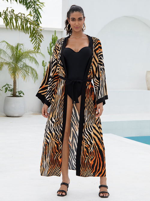 Rayon Printed Beach Cover-Up Shirt Dress | Loose Summer Holiday Wrap
