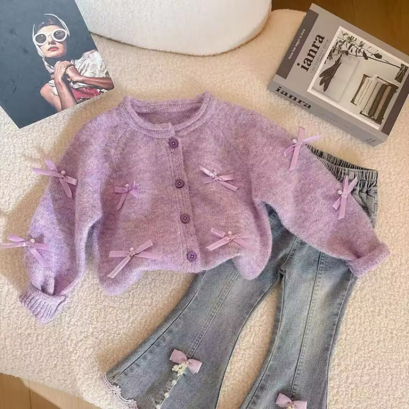 Girls Letter Print Hooded Sweatshirt and Overalls Set