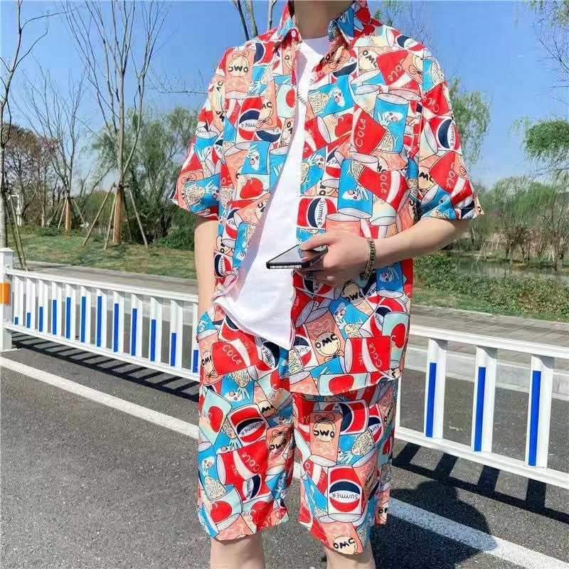 Hawaiian Flower Shirt and Shorts Set