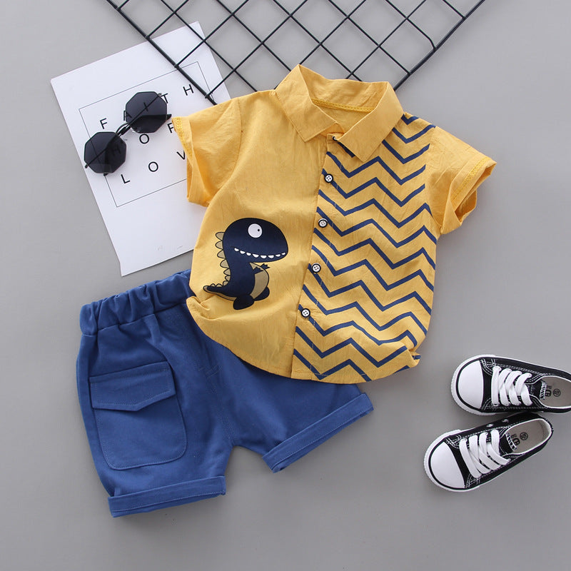 Boys Dinosaur Print Shirt Shorts Set