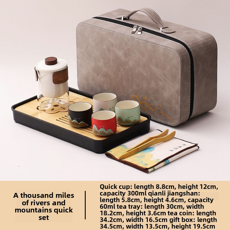Portable Travel Tea Set with Traditional Design