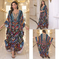 Loose Rayon Beach Cover-Up Dress | Printed Summer Holiday Wrap Dress