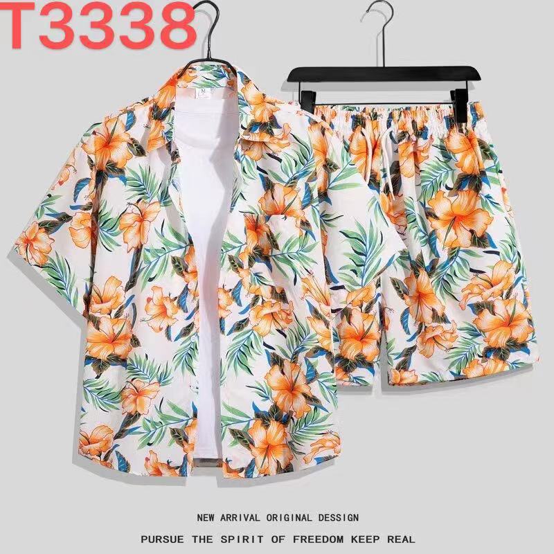 Hawaiian Flower Shirt and Shorts Set