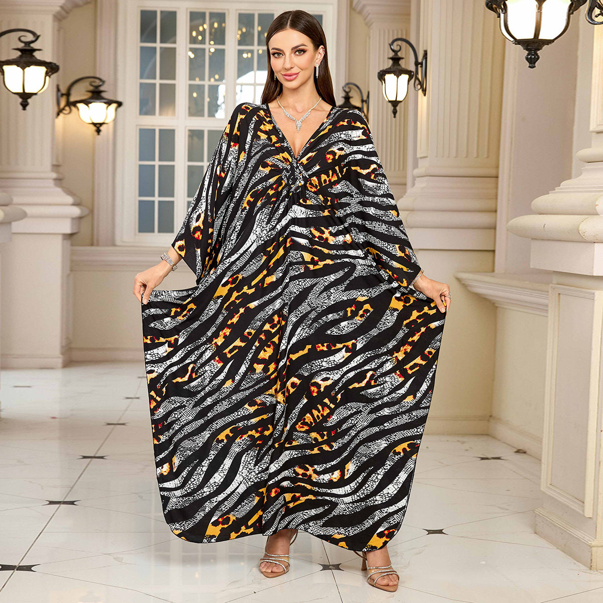 Loose Rayon Beach Cover-Up Dress | Printed Summer Holiday Wrap Dress