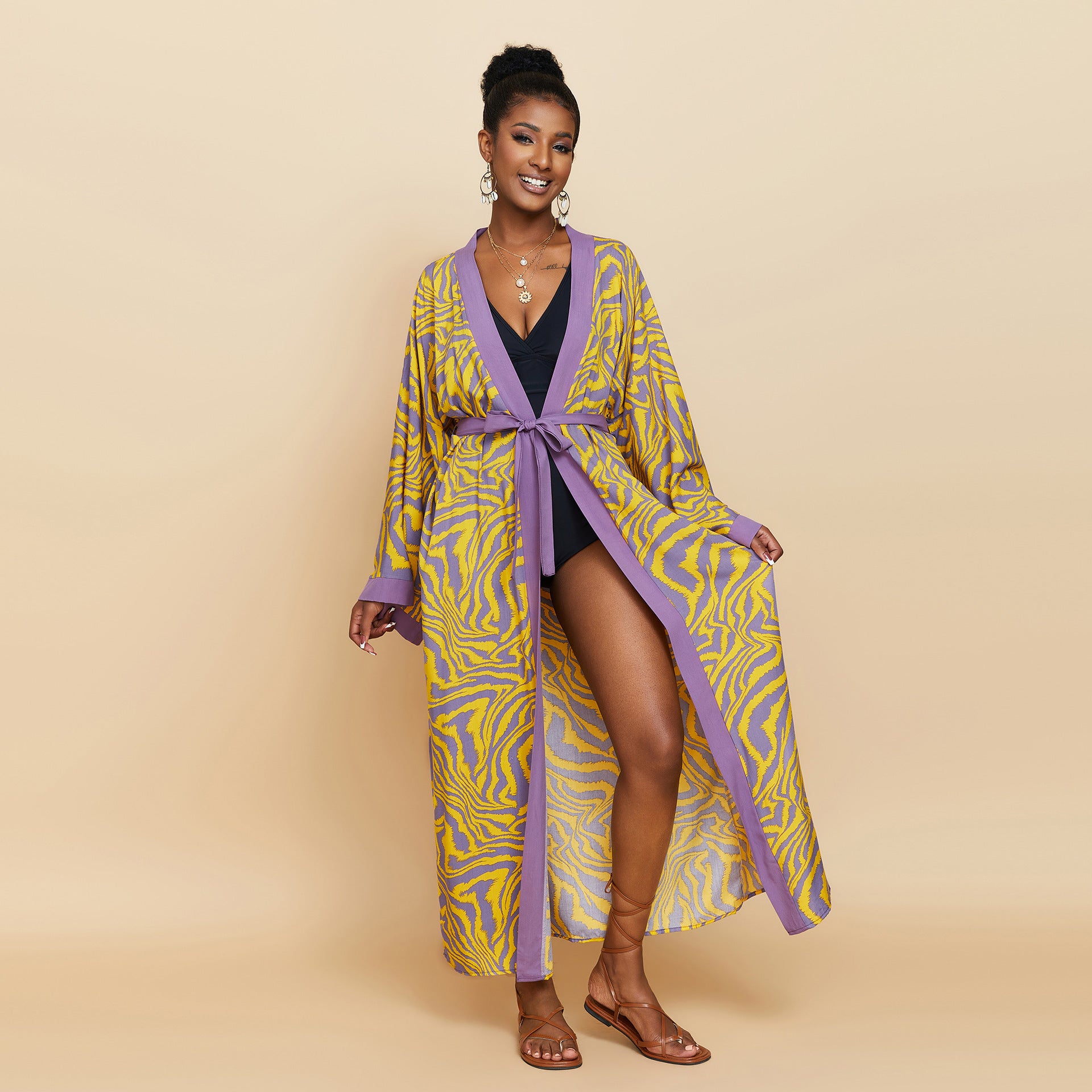 Rayon Printed Beach Cover-Up Shirt Dress | Loose Summer Holiday Wrap