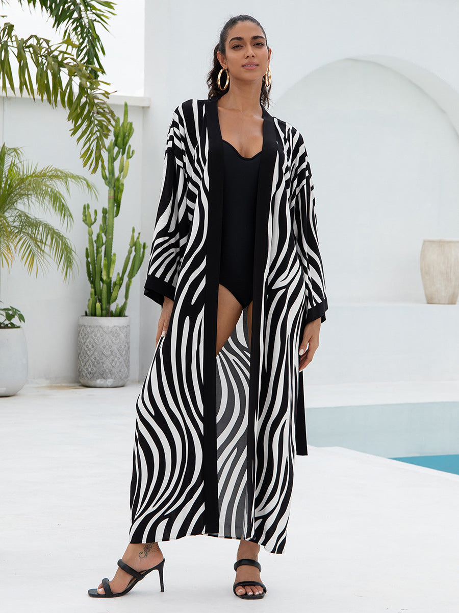 Rayon Printed Beach Cover-Up Shirt Dress | Loose Summer Holiday Wrap