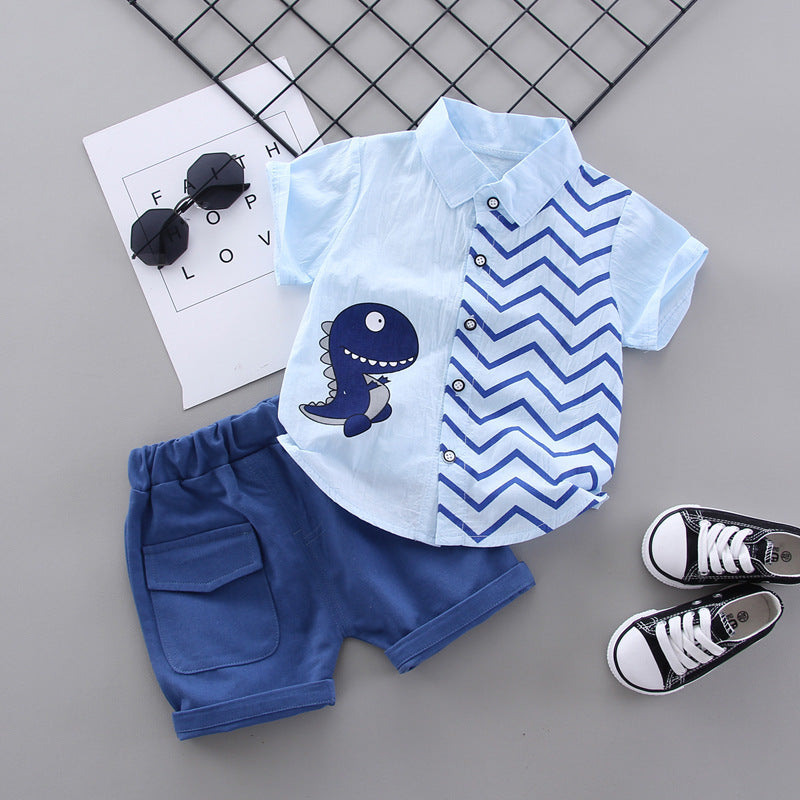Boys Dinosaur Print Shirt Shorts Set