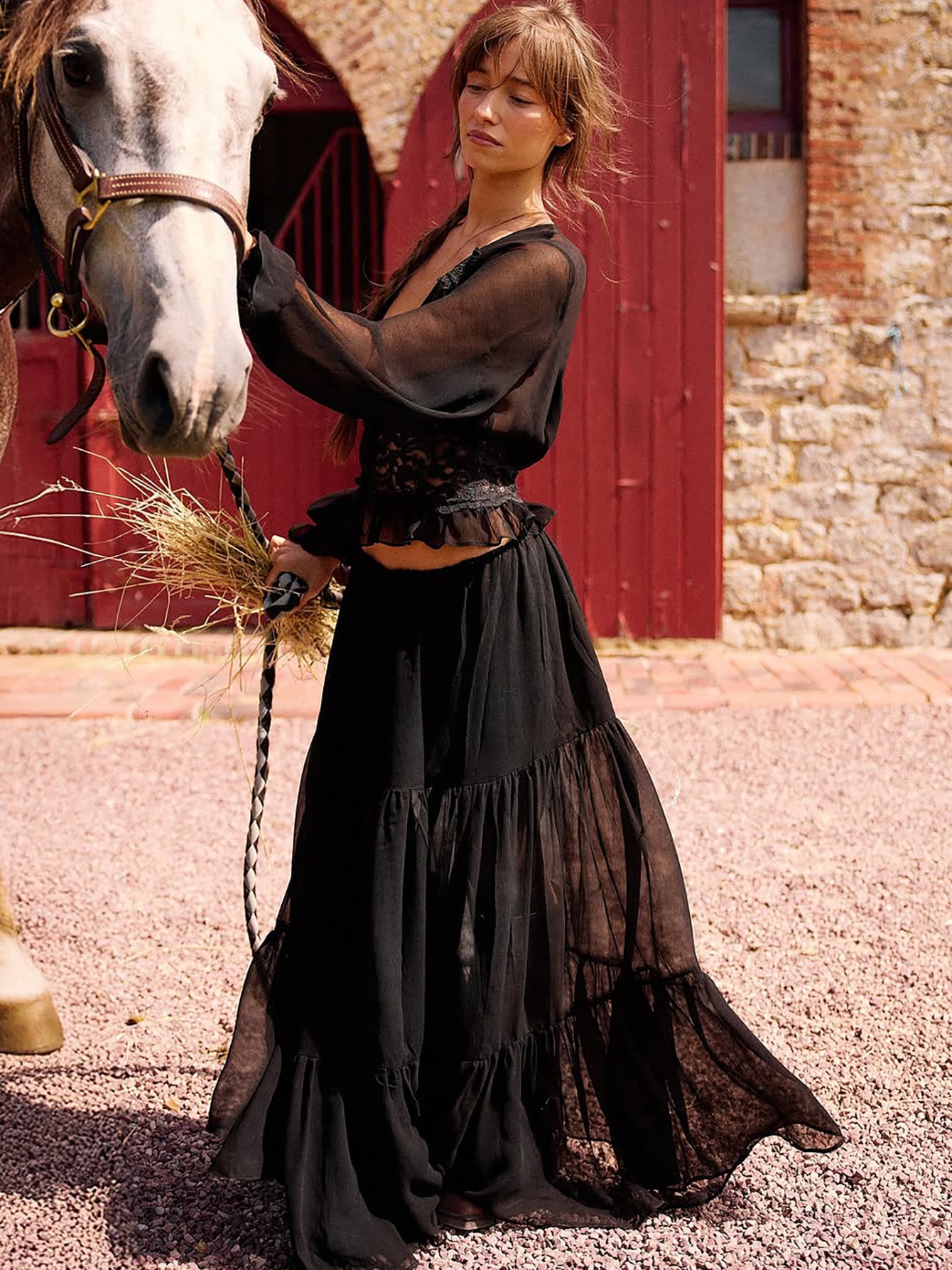 Womens Lace Chiffon Tie-Up Long Dress