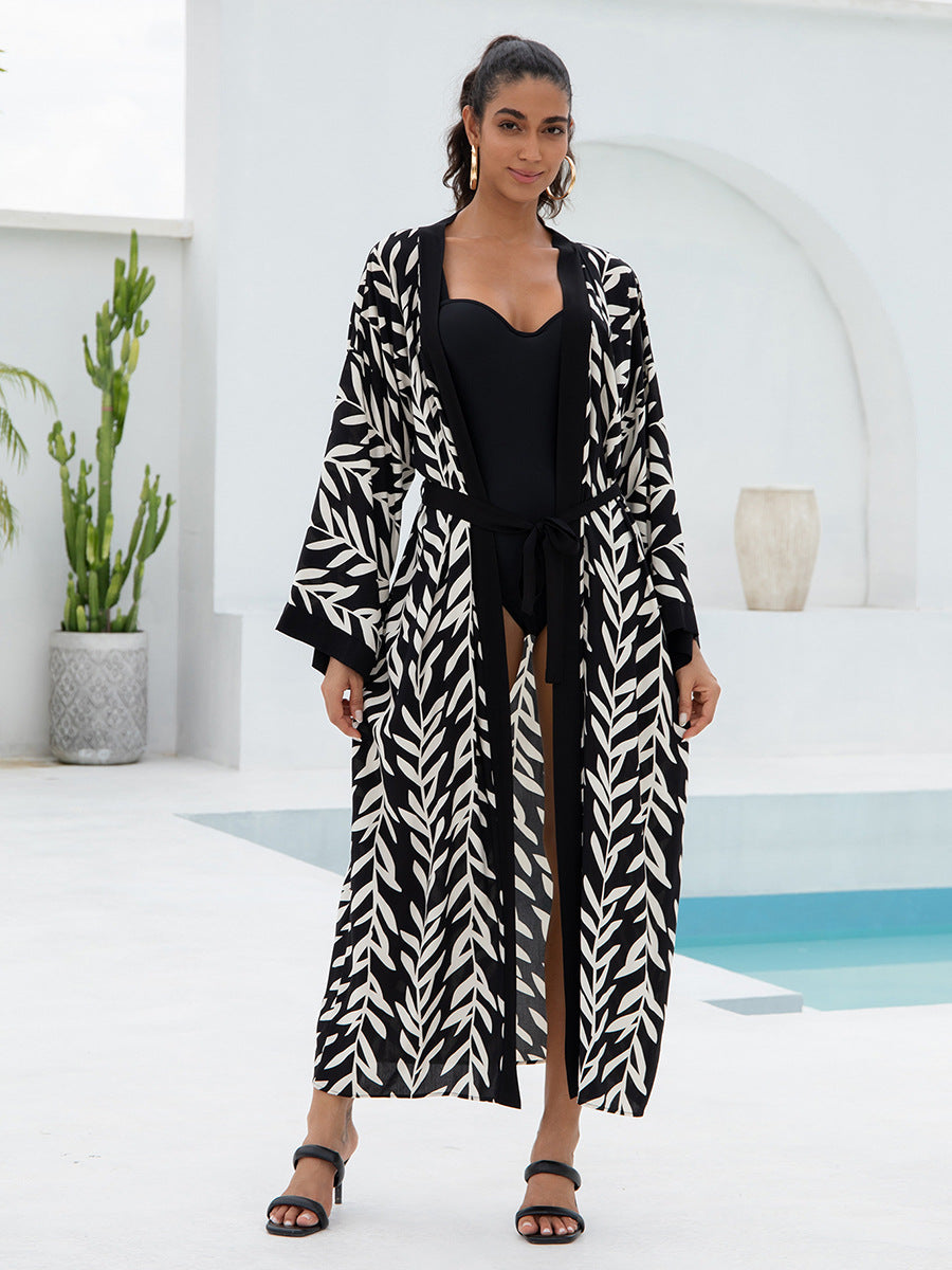 Rayon Printed Beach Cover-Up Shirt Dress | Loose Summer Holiday Wrap