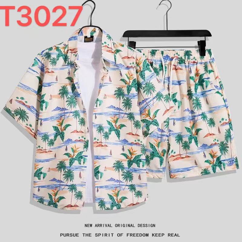 Hawaiian Flower Shirt and Shorts Set