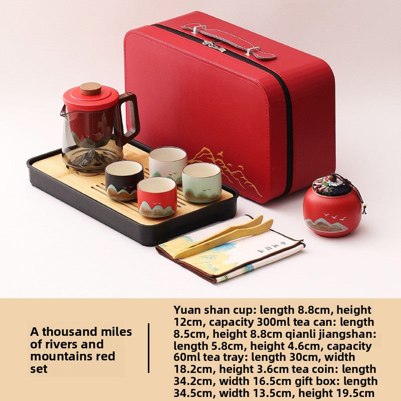 Portable Travel Tea Set with Traditional Design