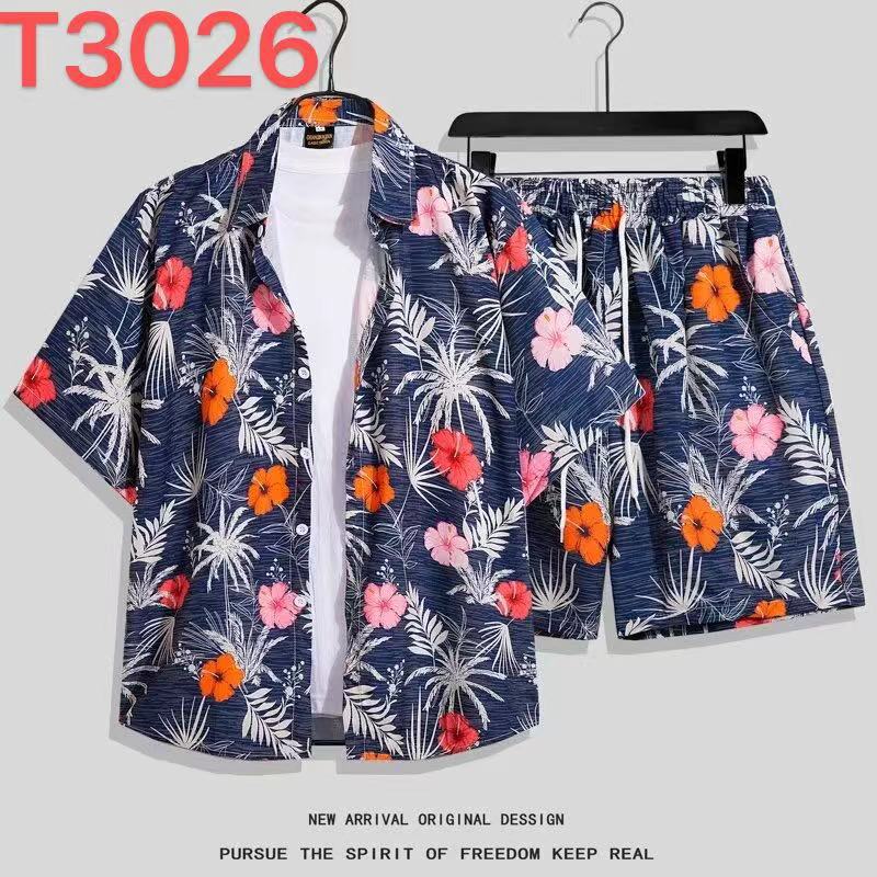 Hawaiian Flower Shirt and Shorts Set