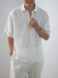 Men's Linen Short Sleeve Pullover Shirt