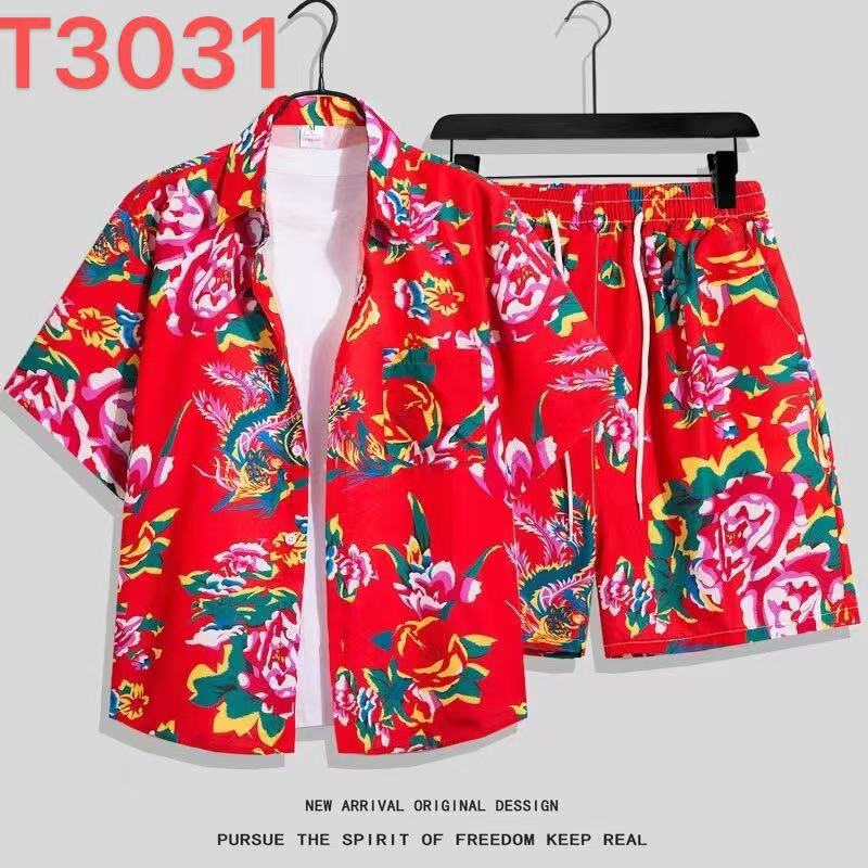 Hawaiian Flower Shirt and Shorts Set