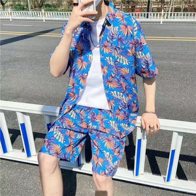 Hawaiian Flower Shirt and Shorts Set