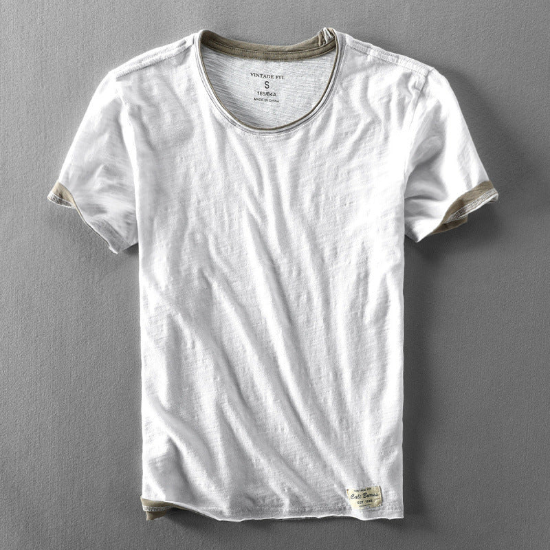 Men's cotton T-shirt summer new casual thin cotton washed old short sleeve T-shirt base shirt