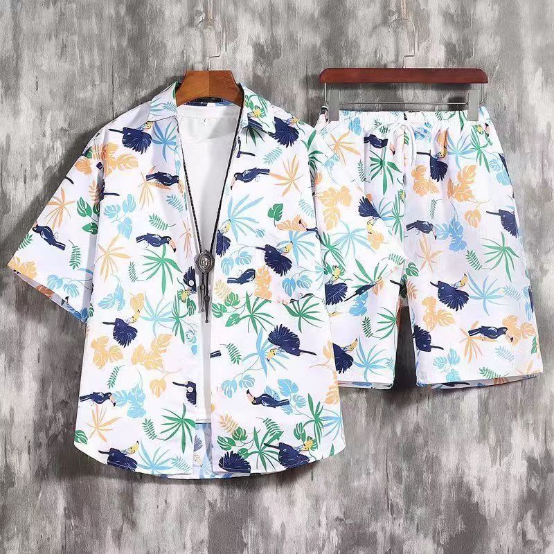 Hawaiian Flower Shirt and Shorts Set