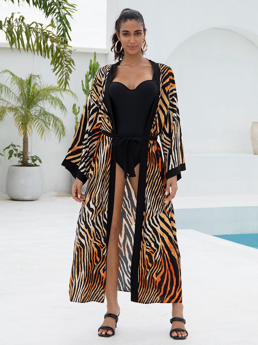 Rayon Printed Beach Cover-Up Shirt Dress | Loose Summer Holiday Wrap
