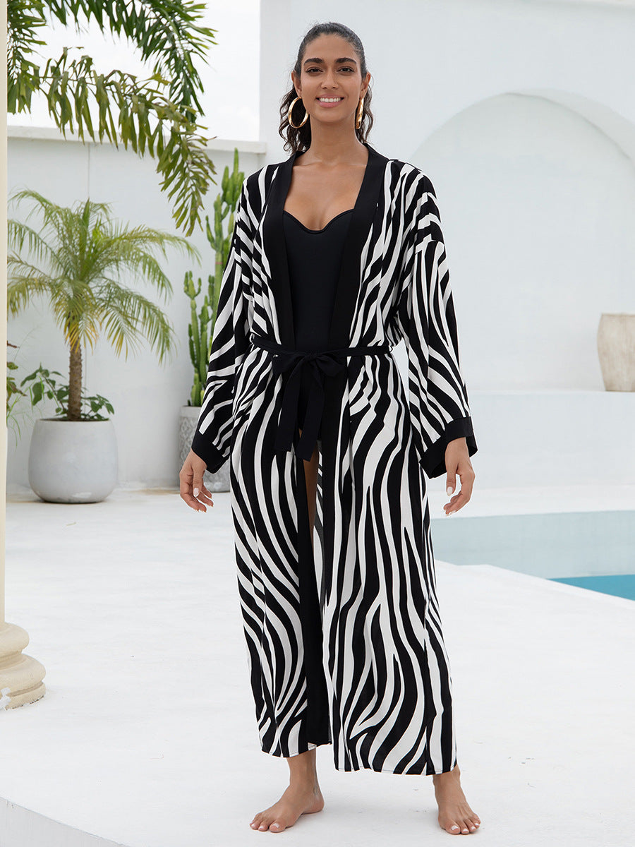Rayon Printed Beach Cover-Up Shirt Dress | Loose Summer Holiday Wrap