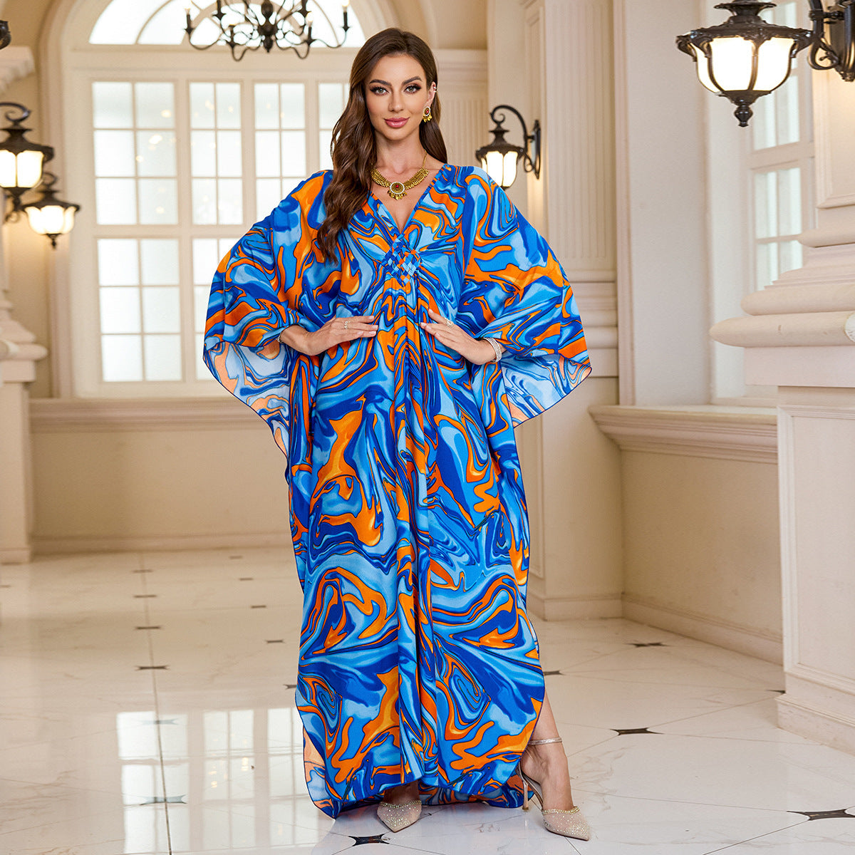 Loose Rayon Beach Cover-Up Dress | Printed Summer Holiday Wrap Dress
