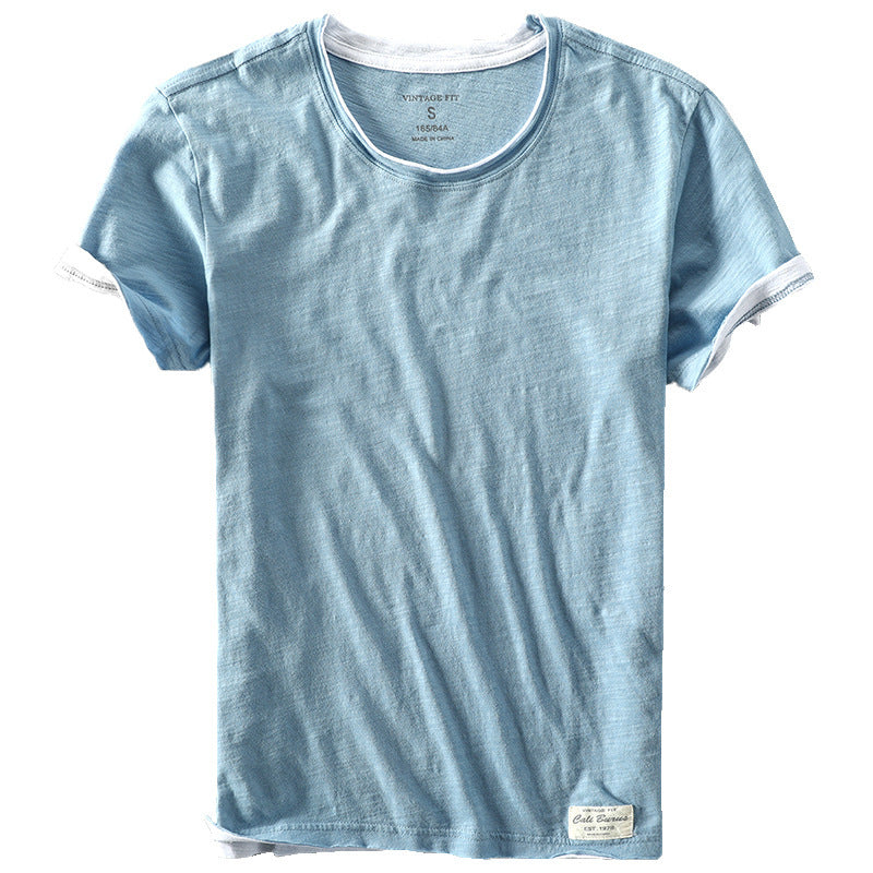 Men's cotton T-shirt summer new casual thin cotton washed old short sleeve T-shirt base shirt