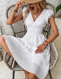 Womens Jacquard V-Neck A-Line Dress