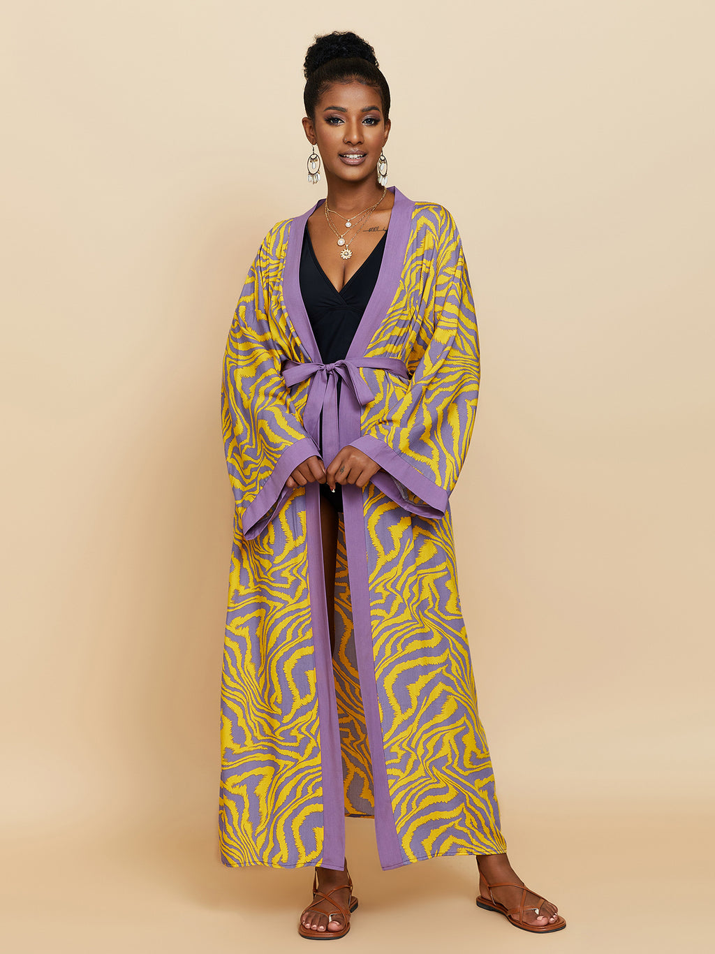 Rayon Printed Beach Cover-Up Shirt Dress | Loose Summer Holiday Wrap