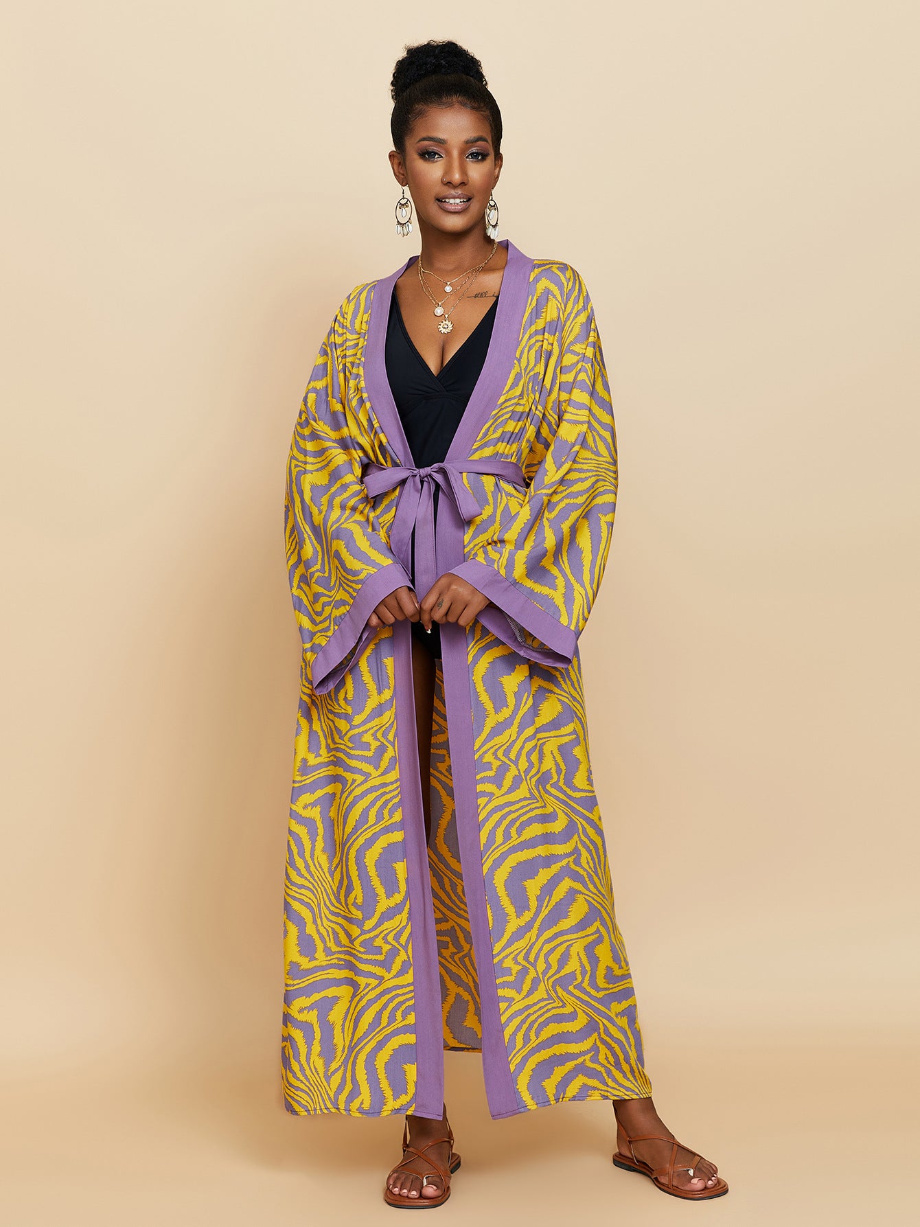 Rayon Printed Beach Cover-Up Shirt Dress | Loose Summer Holiday Wrap