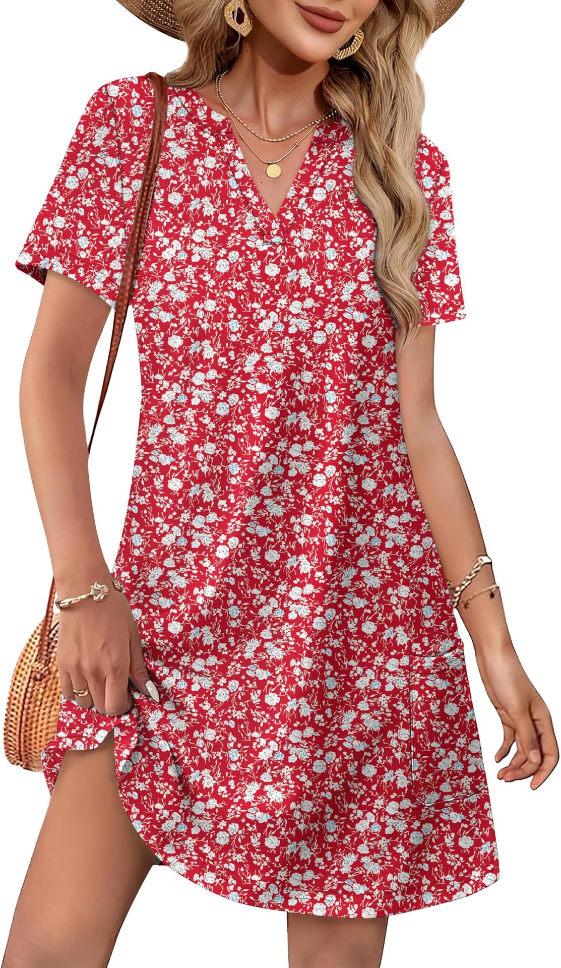 Women's Casual Summer V-Neck Pullover Dress