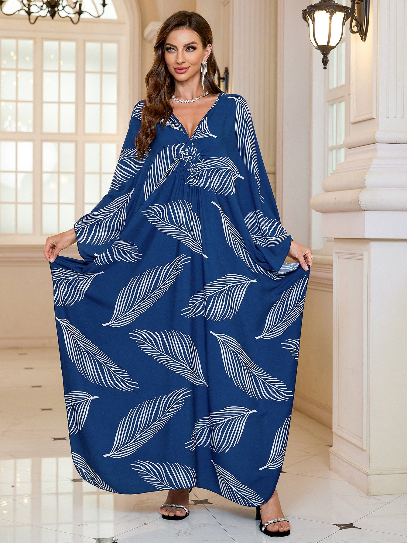 Loose Rayon Beach Cover-Up Dress | Printed Summer Holiday Wrap Dress